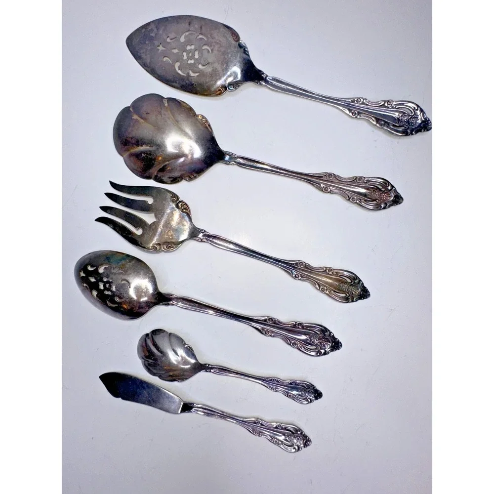 Community Brahms Silver Plated Replacement Flatware Serving 6 Pc Knife Fork Pie
